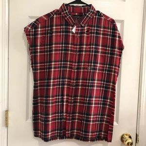 Men’s Sleeveless and Distressed Button Up (PacSun)